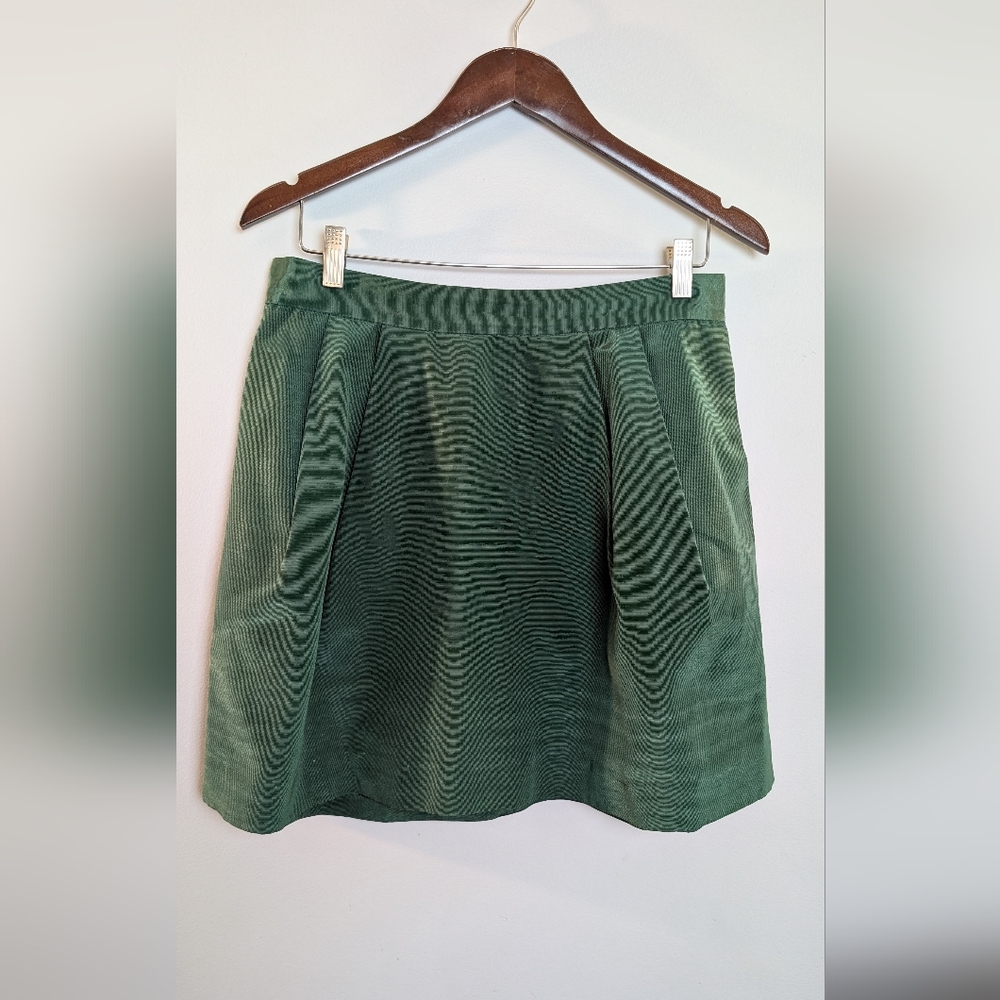 Pink Tartan | Green A Line Pleated Mini Skirt w Pockets, Size 12
